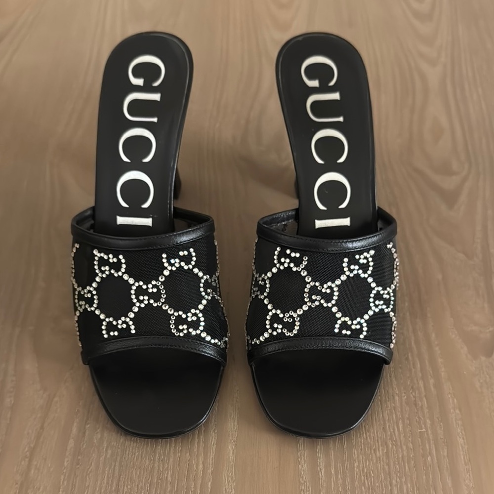 Gucci Black and Silver Women's Mules